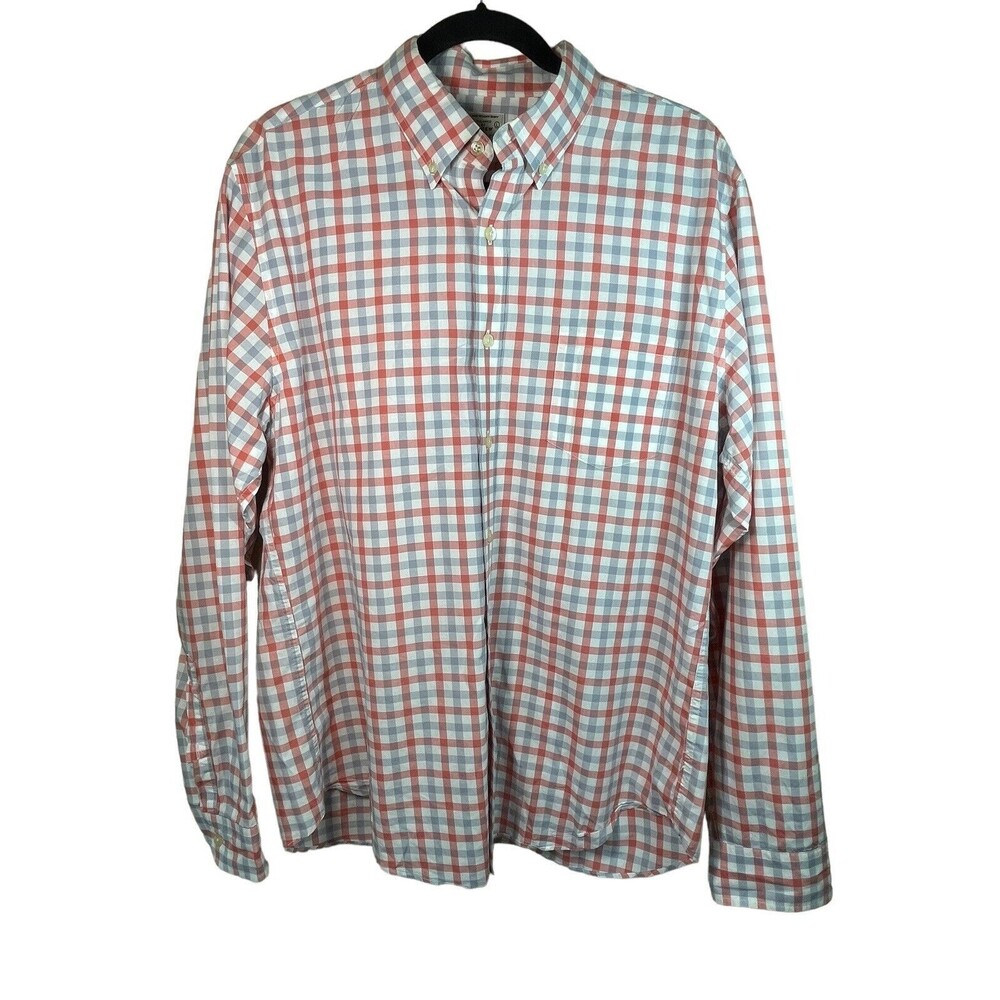 J Crew Plaid Button Down Shirt Red Blue Gingham Check Plaid‎ L Large Lightweight